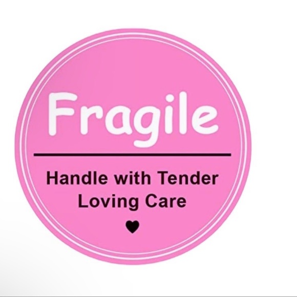 30 2” Pink Fragile Stickers Round Labels Handle with Love Care Shipping Supplies - Picture 2 of 4